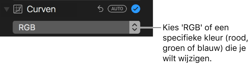 De curveregelaars met 'RGB' geselecteerd in het venstermenu.