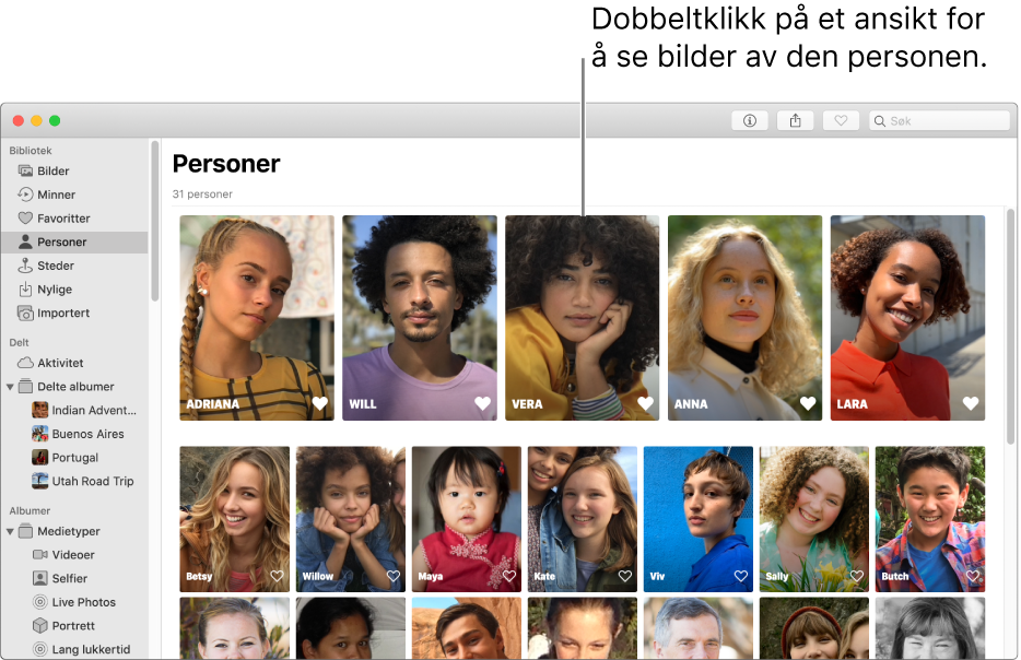 Ansikter i Personer-albumet.