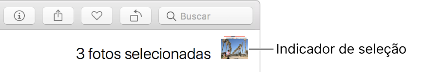 Indicador de seleção mostrando três fotos selecionadas.
