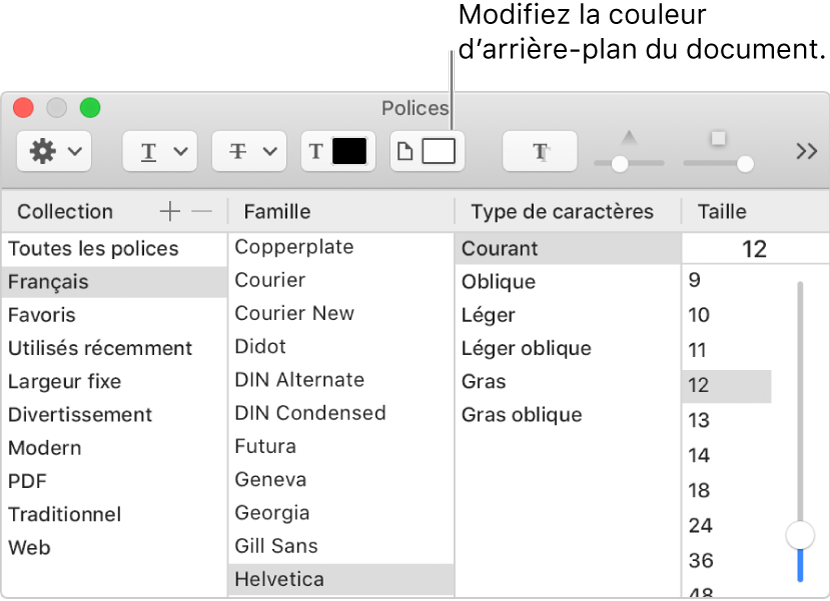 Modifiez la couleur d’arrière-plan du document.