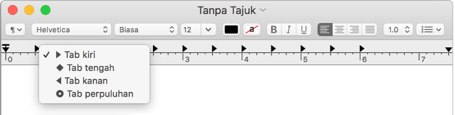 Pembaris menunjukkan pilihan hentikan tab.