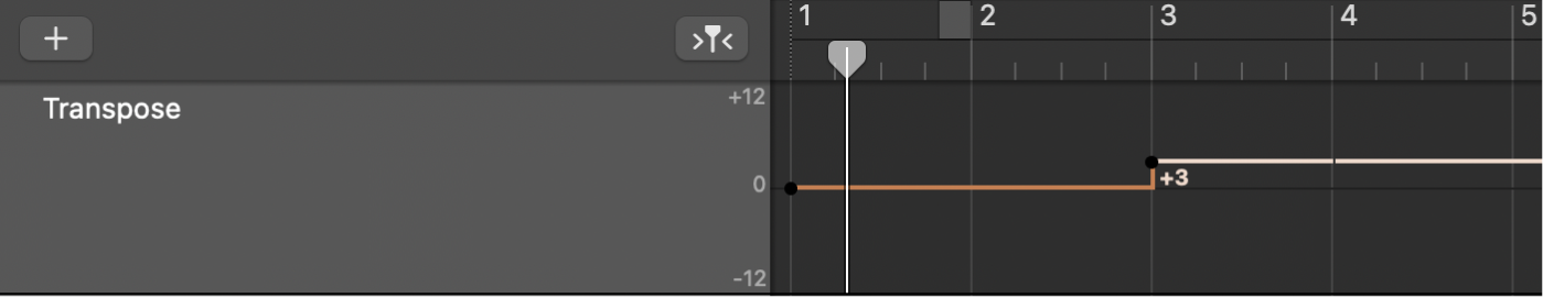 Transposition track open in the Tracks area.