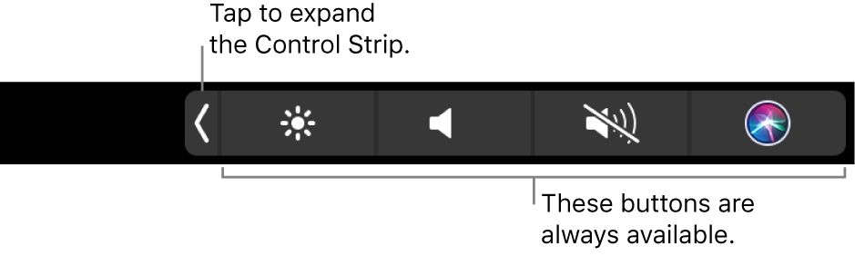 Figure. Touch Bar Control Strip.