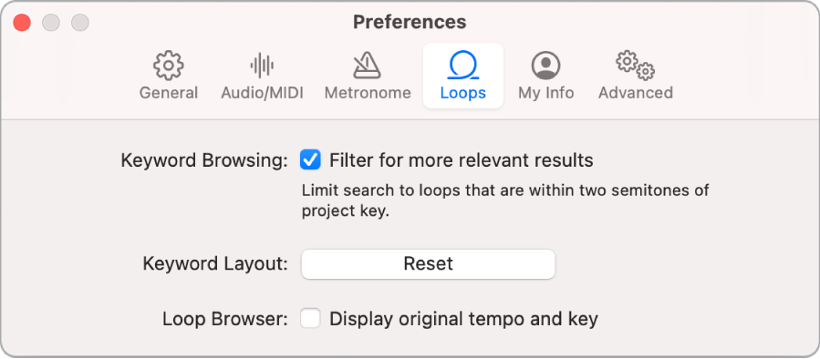 Loops preferences.