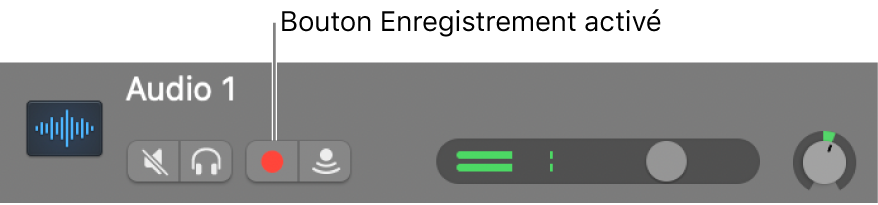 Bouton Activer l’enregistrement dans l’en-tête de piste.