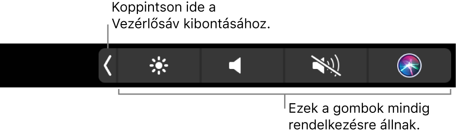 Ábra Touch Bar Control Strip.