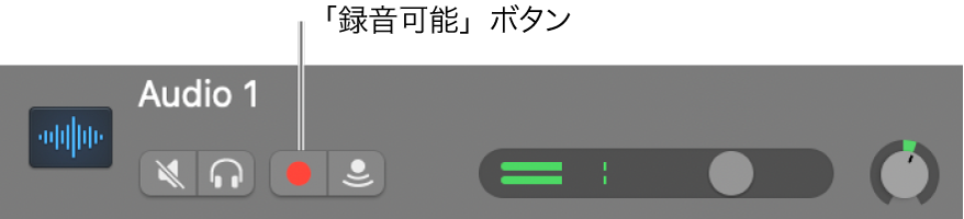 トラックヘッダの「録音可能」ボタン。