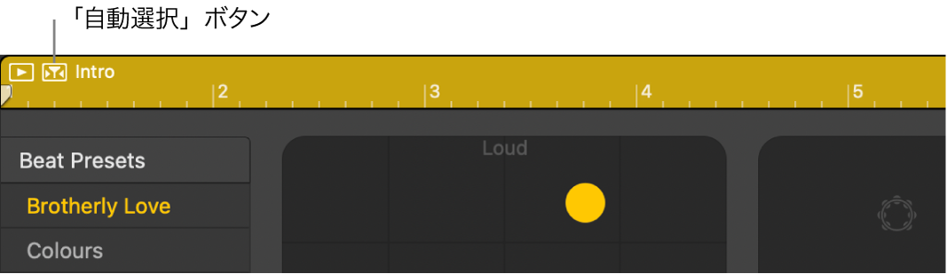 Drummer自動選択ボタン。