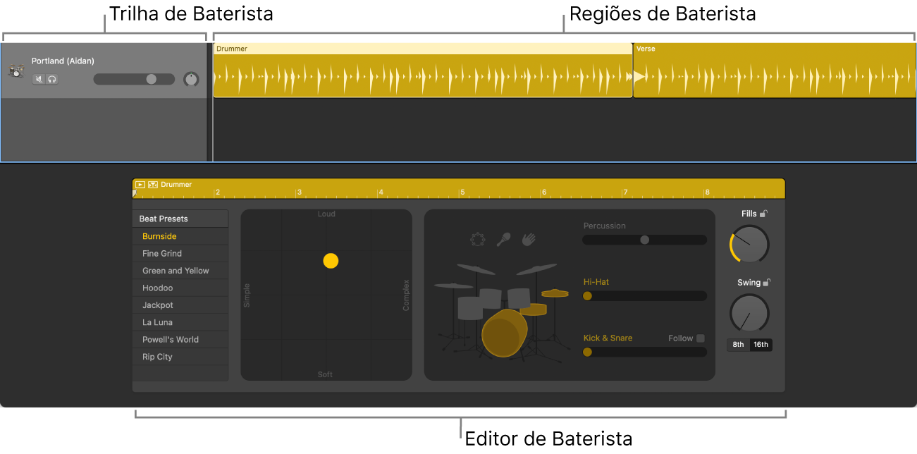Trilha de baterista e Editor de Baterista