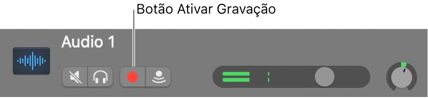 Cabeçalho de trilha exibindo o botão Ativar Gravação.