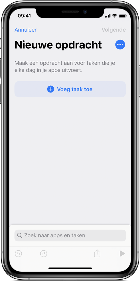 Lege opdrachteneditor op een iPhone.
