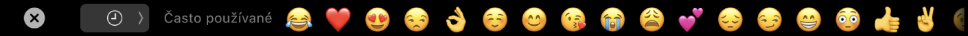 Touch Bar so zobrazením galérie znakov emoji.