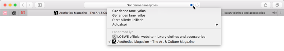 En liste med websteder, der afspiller lyd.