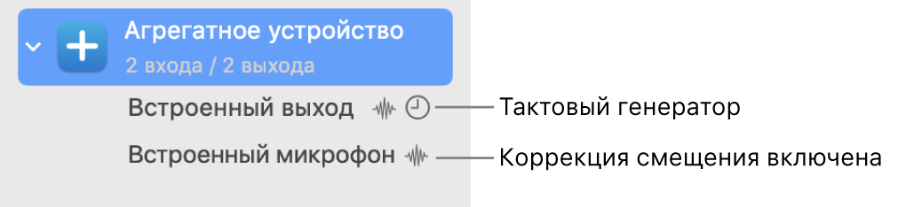 Объединение нескольких аудиоустройств в агрегатное устройство.