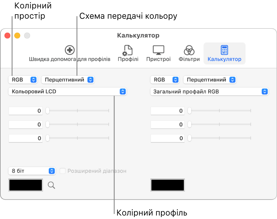 Калькулятор кольорів.