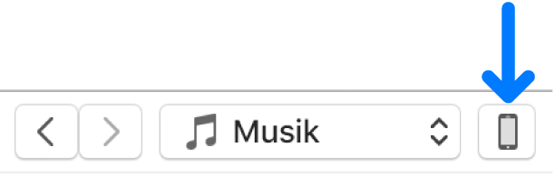Die Taste „Gerät“ im iTunes-Fenster oben in der Mitte