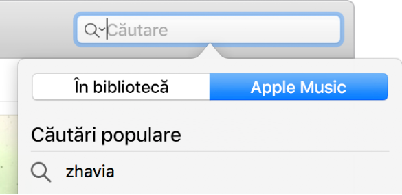 Câmpul de căutare pentru Apple Music.