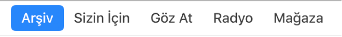 Gezinme çubuğundaki Arşiv düğmesi.