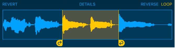 L’audio entre les poignées de boucle gauche et droite est lue en boucle.