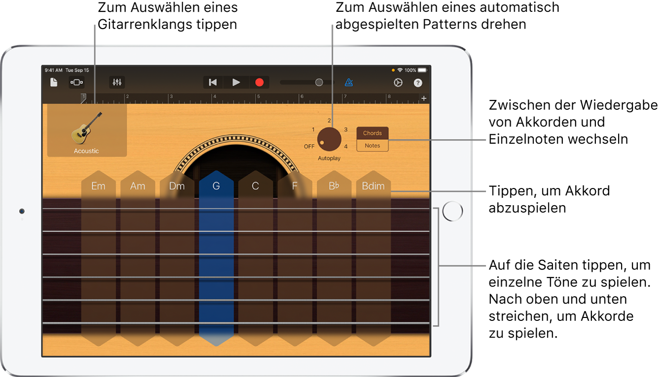 Touch-Instrument Gitarre