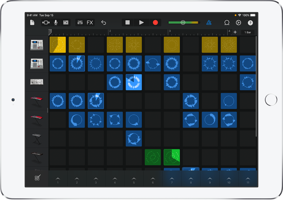 Gambar. Grid Live Loops dengan sel diputar.