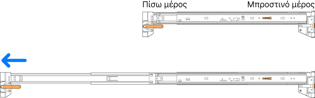 Μη προσαρτημένες διατάξεις ράγας συμπτύσσονται και αναπτύσσονται.