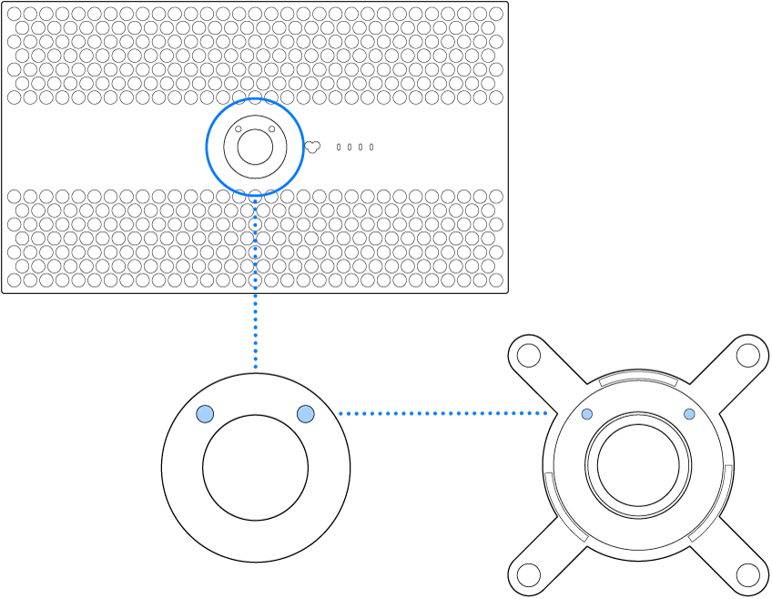 L’arrière du Pro Display XDR avec un adaptateur.