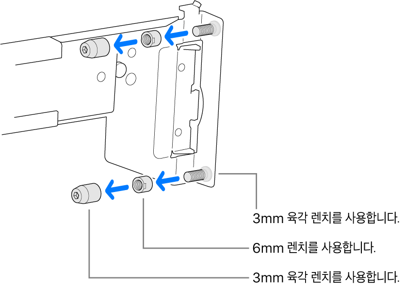 스래드 랙에 맞는 레일 어셈블리.