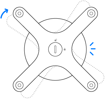 Adapteren roteres med urviseren.