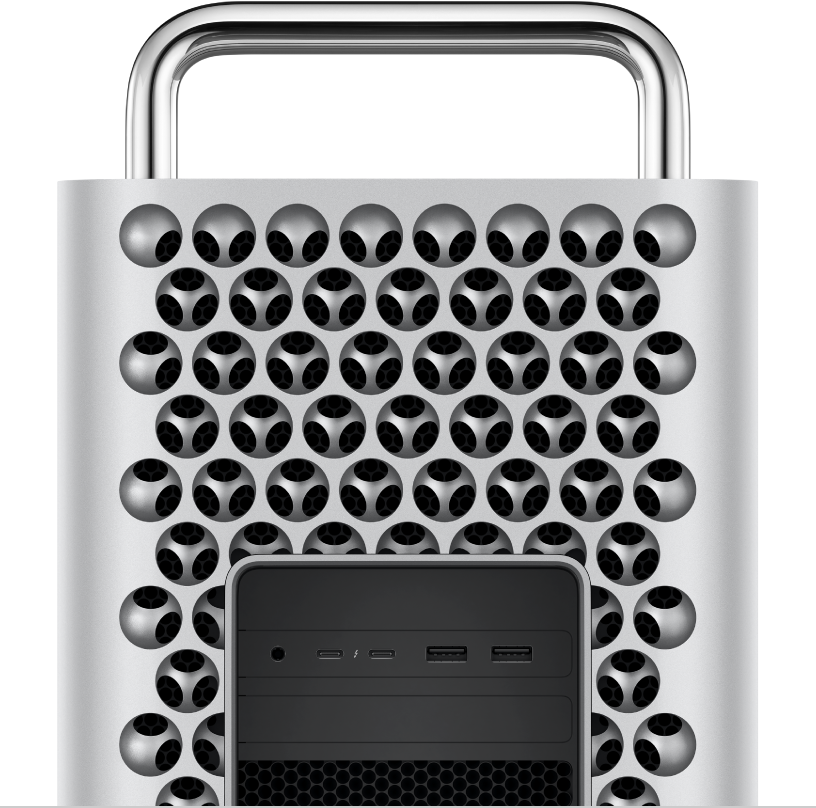 Vista de cerca de los puertos y conectores de la Mac Pro.