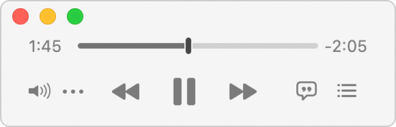 The smaller Music MiniPlayer, showing only the controls (and not the album artwork).