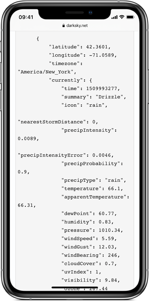 Beispiel für eine JSON-Datenstruktur.