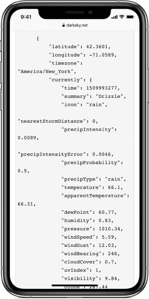 An example of JSON data.