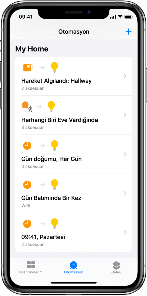 Kestirmeler uygulamasında ev otomasyonu.