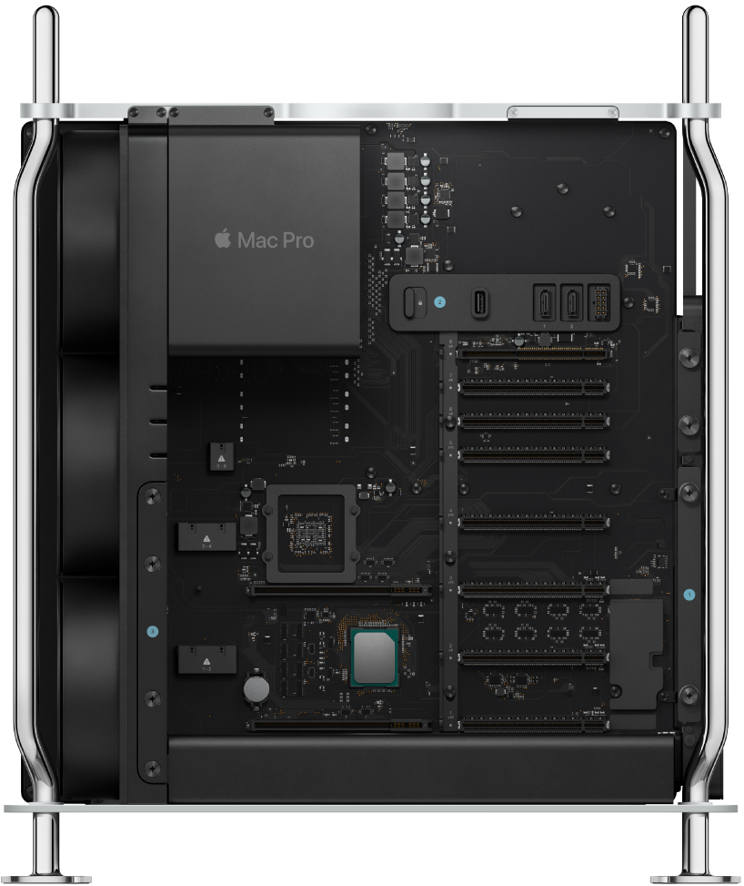 Internal view of Mac Pro tower.