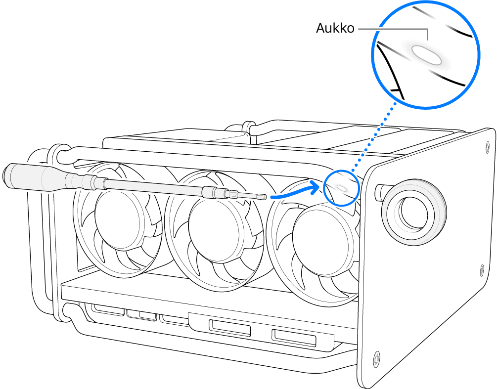 Kohdista ruuvinväännin aukkoon.