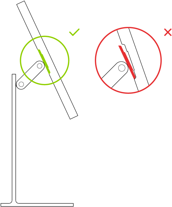 Het beeldscherm wordt magnetisch aan de standaard bevestigd.