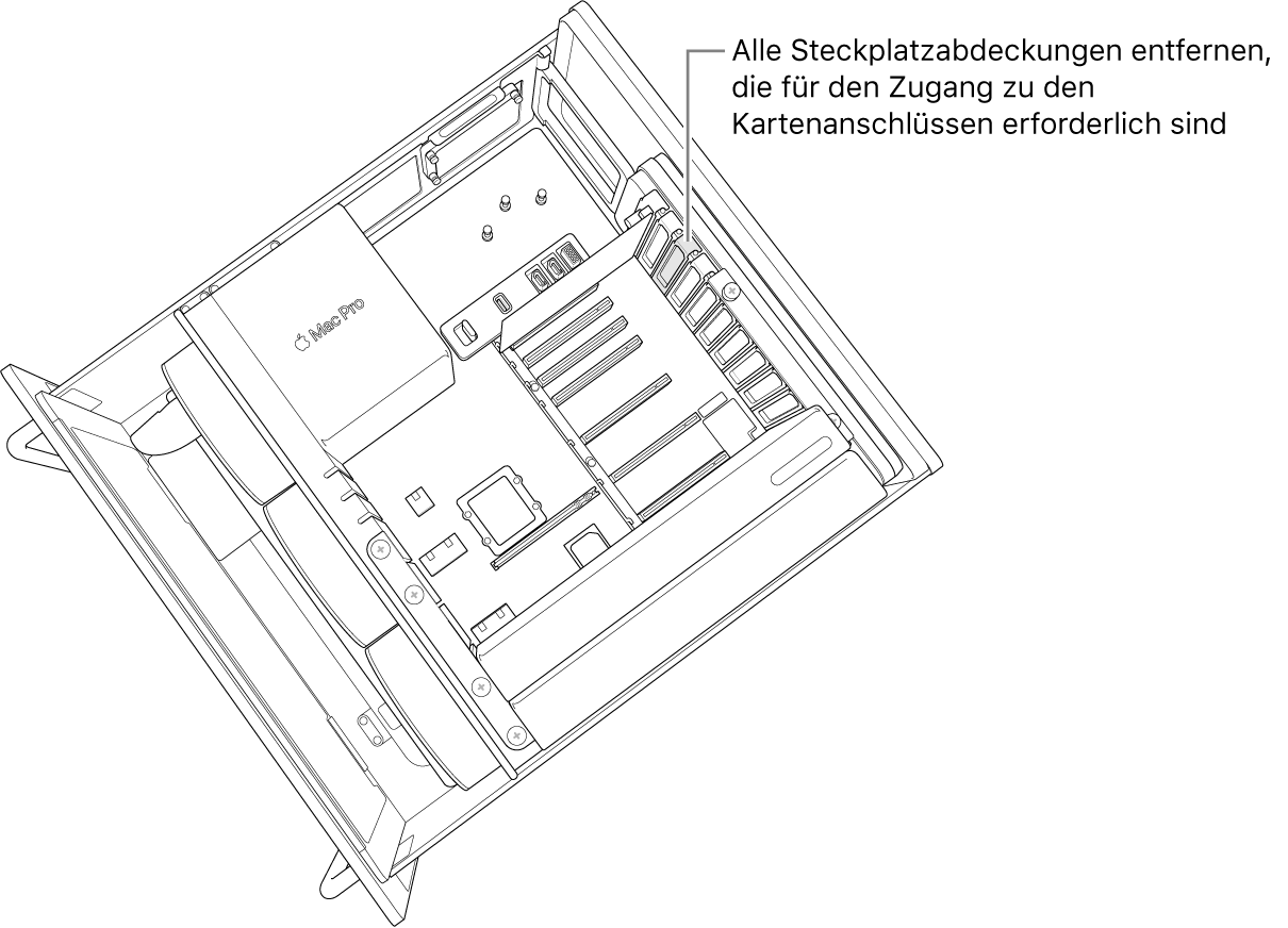 Eine Steckplatzabdeckung wird entfernt.