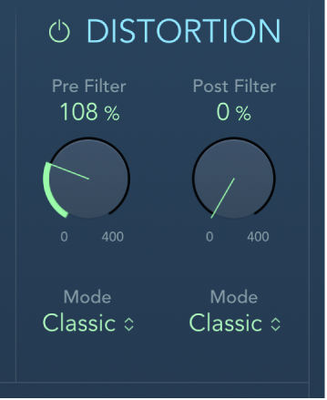 Die Distortion-Steuerungen des AutoFilter-Effekts