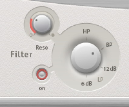 Controles de filtro principales de Space Designer.