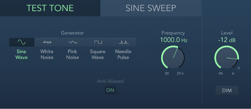 Fenêtre Test Oscillator.