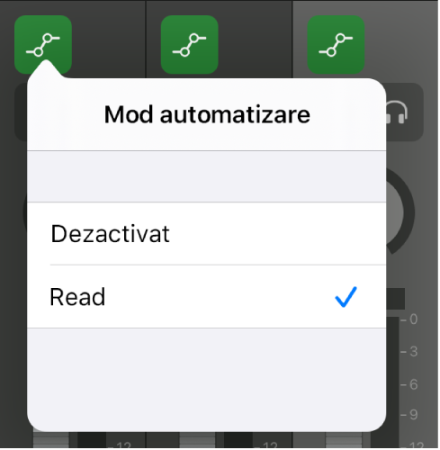 Figură. Meniul pop-up Mod de automatizare.