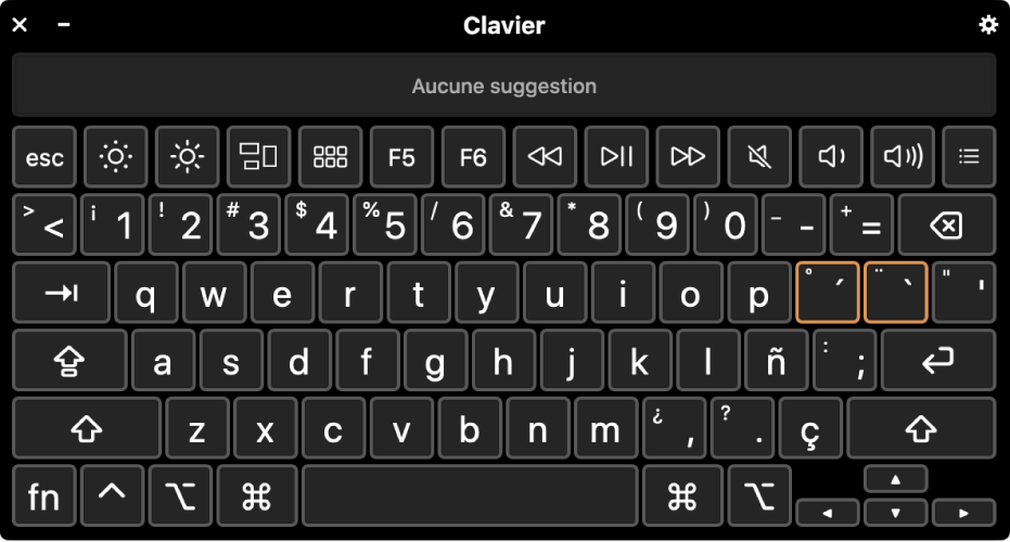 Visualiseur de clavier avec la disposition Espagnol.