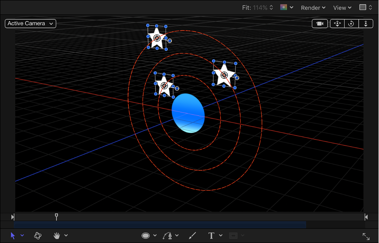 Canvas showing Orbit Around behavior when both X and Y axes are enabled