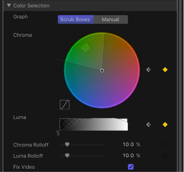 Graph controls within Keyer filter’s Advanced controls