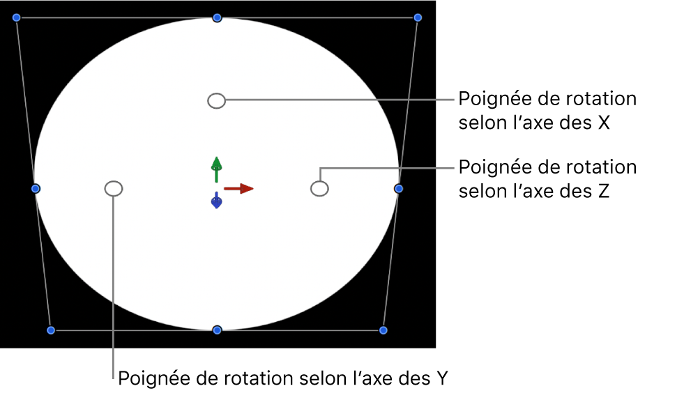 Commandes de rotation 3D à l’écran