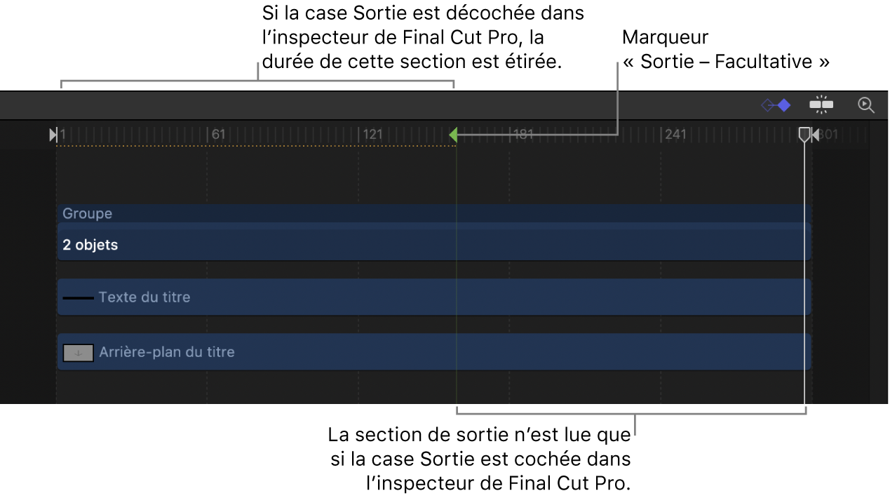 Marqueur Sortie - Facultative dans la timeline