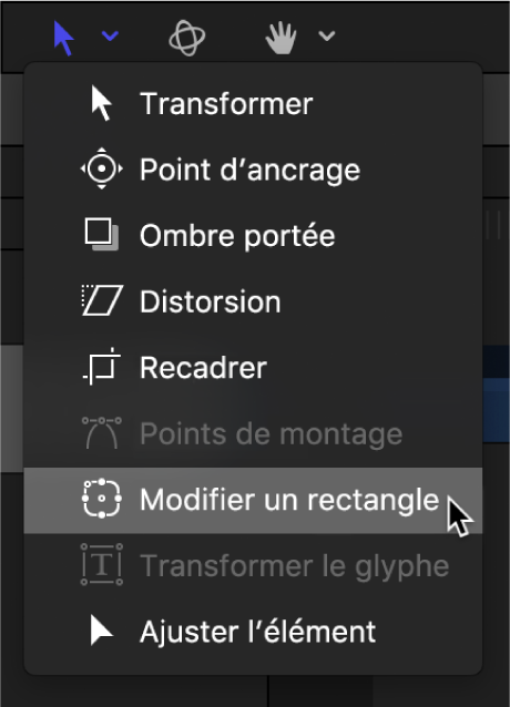 Sélection de l’outil Modifier le rectangle dans les outils de transformation de la barre d’outils du canevas