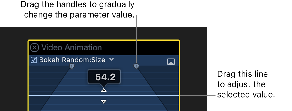 Der Videoanimations-Editor mit einem erweiterten Parameter