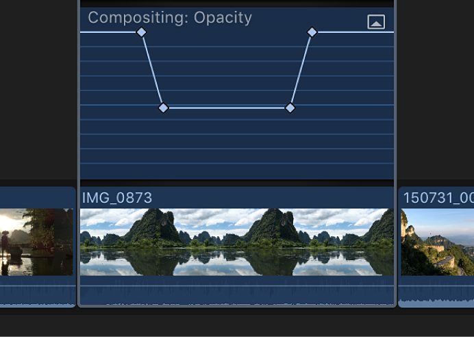 Keyframes shown added to the effect in the Video Animation editor